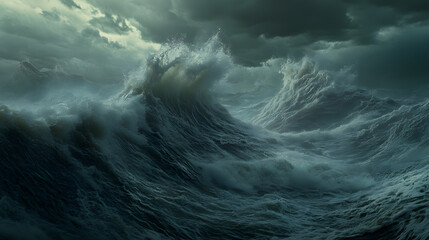 Fototapeta premium Relentless Symphony: A Turbulent Ocean Unveiled in Nature's Heartbeat