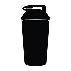 Silhouette of a black protein shaker bottle used for fitness supplements