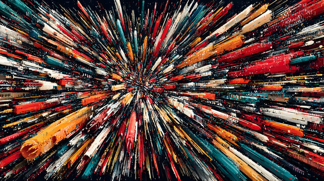 with colorful confetti and a central blank area for text