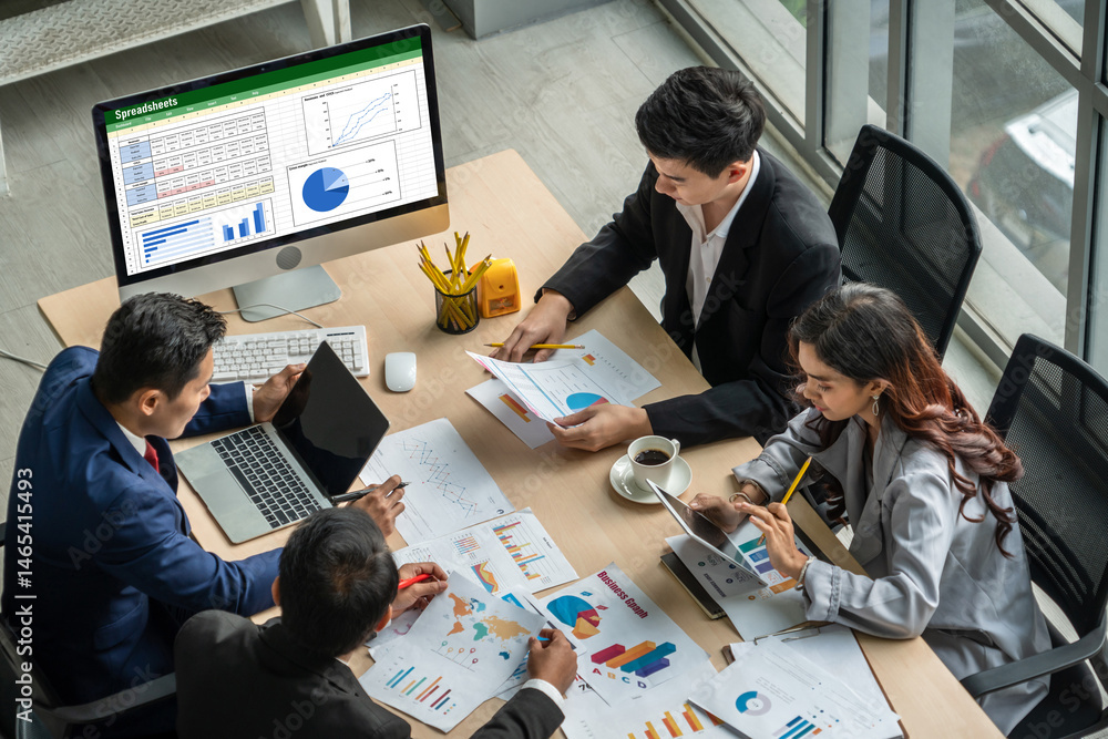 Poster spreadsheet document information financial startup concept. data and graphs in spreadsheet documents