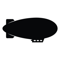 Silhouette of a vintage blimp zeppelin airship floating against a white background © Tanjila