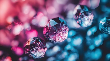 Sparkling jewels shimmer with bright pink and blue hues