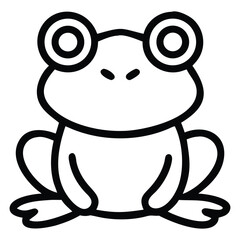 Fototapeta premium A simplified frog illustration shows bold outlines and cartoon eyes in a front view