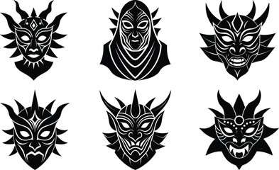 Fototapeta premium Traditional Masks silhouette vector