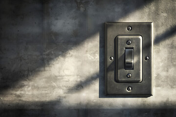 Vintage Light Switch on Concrete Wall with Dramatic Shadow – Industrial Style