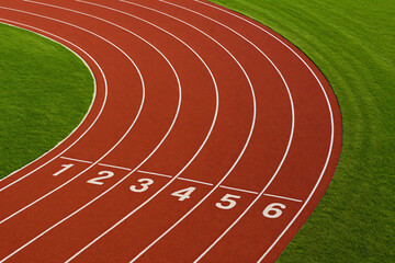 Top View of Outdoor Running Track with Lanes