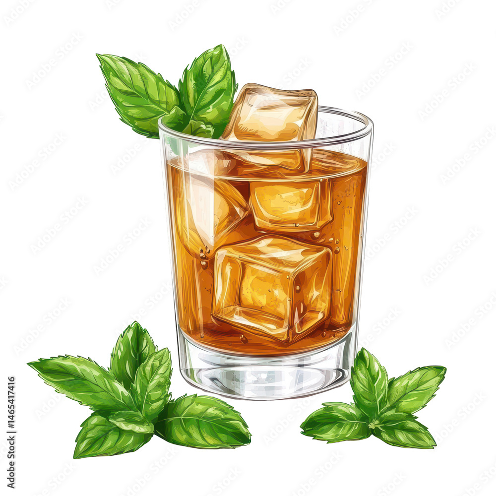 Poster mint julep isolated on transparent background