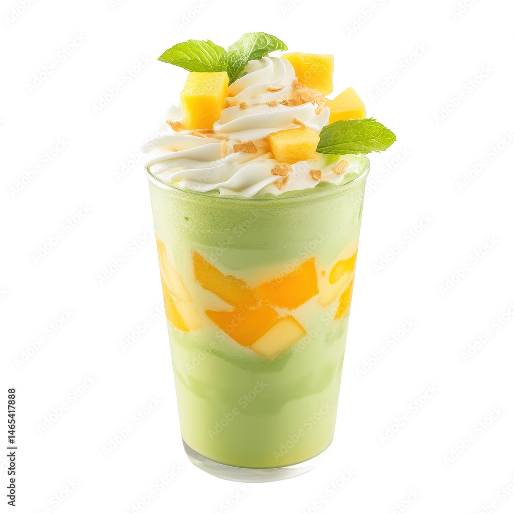 Poster mint mango shake isolated on transparent background