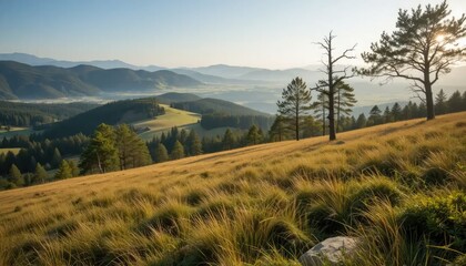 Serene Mountain Landscape at Sunrise