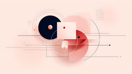 Obraz premium circles and lines on a light background, playful and modern