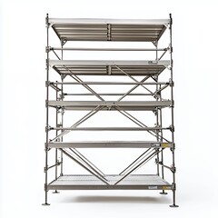Silver Metal Scaffolding Structure on White Background