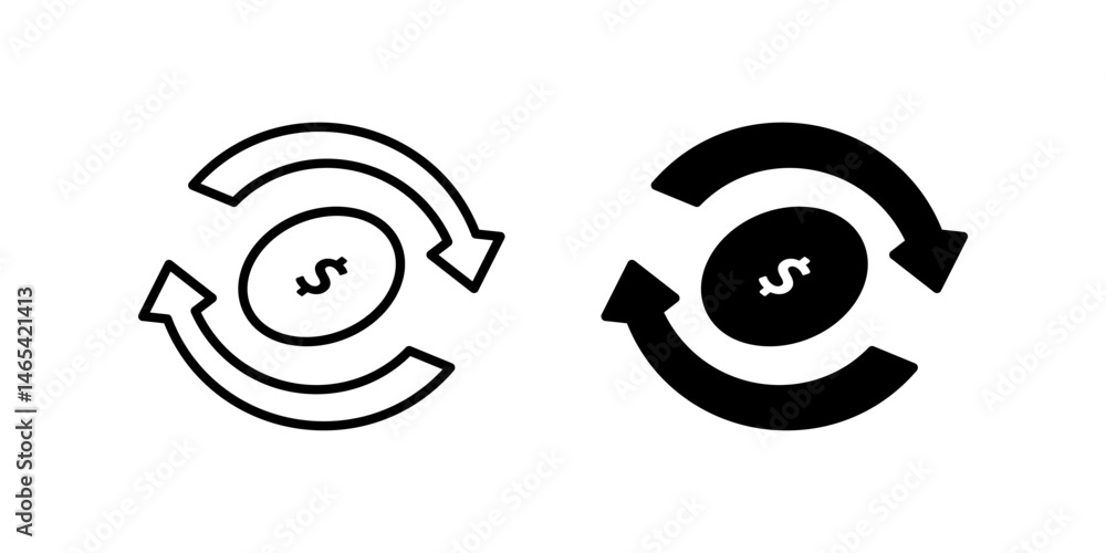 Poster money exchange icon set. for mobile concept and web design on white background