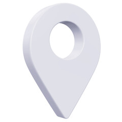 3D White Pointer Icon, Location symbol isolated on white background, Gps, travel, navigation, place position concept, 3d illustration
