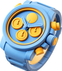 Modern Abstract Light Blue and Yellow Watch
