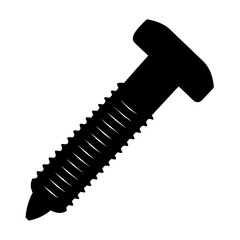 Black and white illustration of a screw with flat head and threads