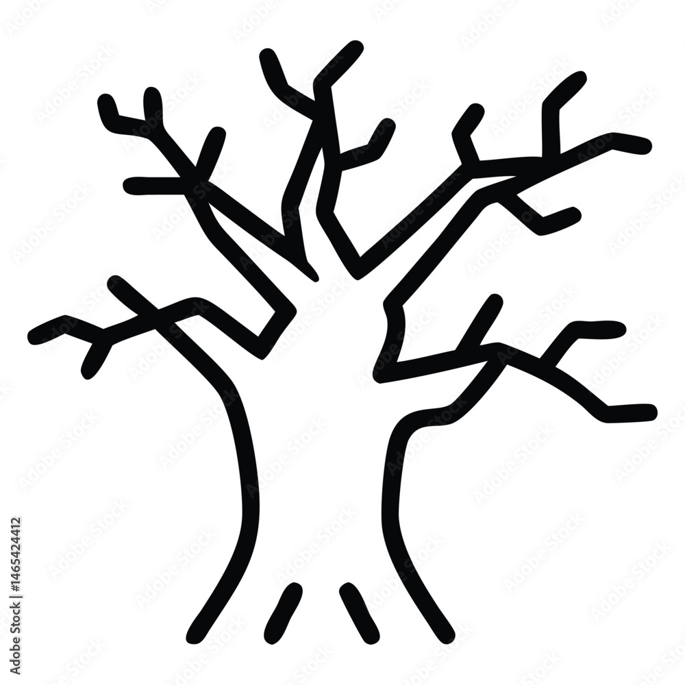 Aufkleber an isolated monochrome sketch of a leafless deciduous tree is on display now