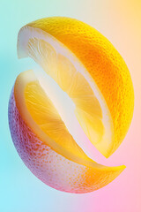 Zesty Dance of Lemon Essence: A Visual Symphony of Citrusy Whirl and Energy on Pastel Canvas