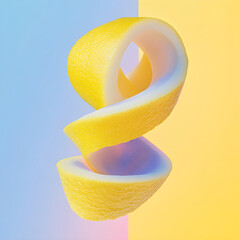 Zesty Dance of Lemon Essence: A Visual Symphony of Citrusy Whirl and Energy on Pastel Canvas