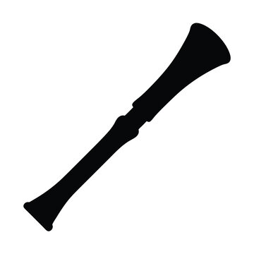 Silhouette of an ancient wind instrument, likely a shawm or crumhorn