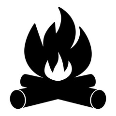 Simple campfire illustration of logs and flames for outdoor recreation theme
