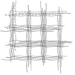 Abstract graphic vector illustration. Black intersecting wavy lines vector texture. Minimalist background. Geometric monochrome criss cross element. Tattered piece of fabric