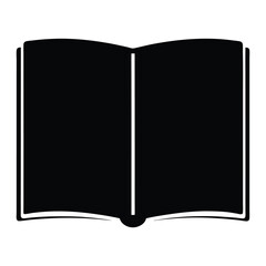 Black and white vector illustration of open book with blank pages