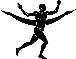 Athlete Crossing Finish Line Silhouette