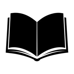 Open Book Icon Black and White Simple Reading Knowledge Literature Education