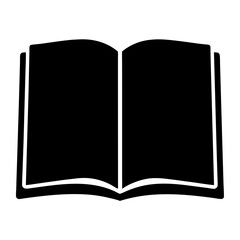 Open Book Icon Black and White Simple Graphic Design Element for Reading Literature Education Knowledge Textbook