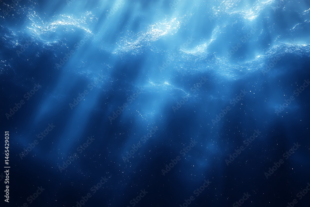 Poster abstract blue waves background with sparkling light rays and texture effect