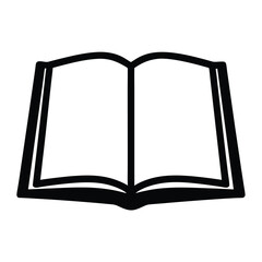 Open Book Icon Simple Black and White Line Art Graphic Design Element for Reading Literature Education Knowledge Textbook Library