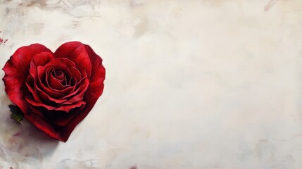 Red rose shaped like a heart