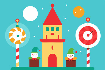 christmas countdown clock tower surrounded 