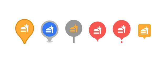 Pin location icon set in vector format. Includes map pins, GPS markers, and navigation symbols for apps, maps, UI design, travel, and location-based services.