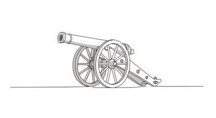 Fototapeta premium Antique cannon line drawing