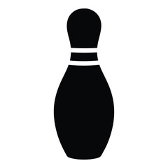 Black and White Bowling Pin Icon Simple Graphic Design Element for Bowling Alley Sport Game