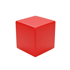 Red cube floating on transparent background: perfect for educational visuals