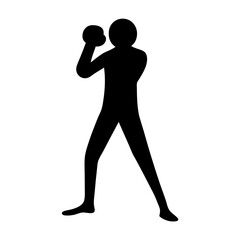 Silhouette of a Boxer in a Fighting Stance Ready to Punch