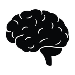 Human Brain Anatomy Illustration Black Silhouette Icon Graphic Design