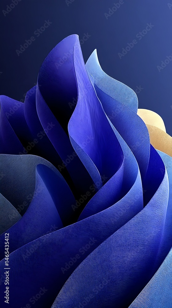 Poster abstract curving shapes in blue gradient on dark blue gradient background pattern