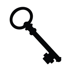 Black Silhouette of an Antique Skeleton Key Illustration Graphic Design