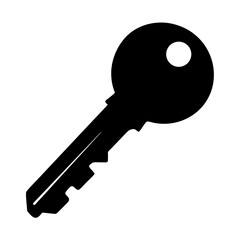 Simple Black Silhouette of a Key Icon Illustration Graphic Image
