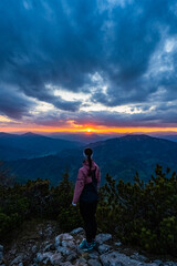 Fototapeta premium Sonnenuntergang Hochlantsch - Teichalm - Almenland - Oststeiermark - Österreich