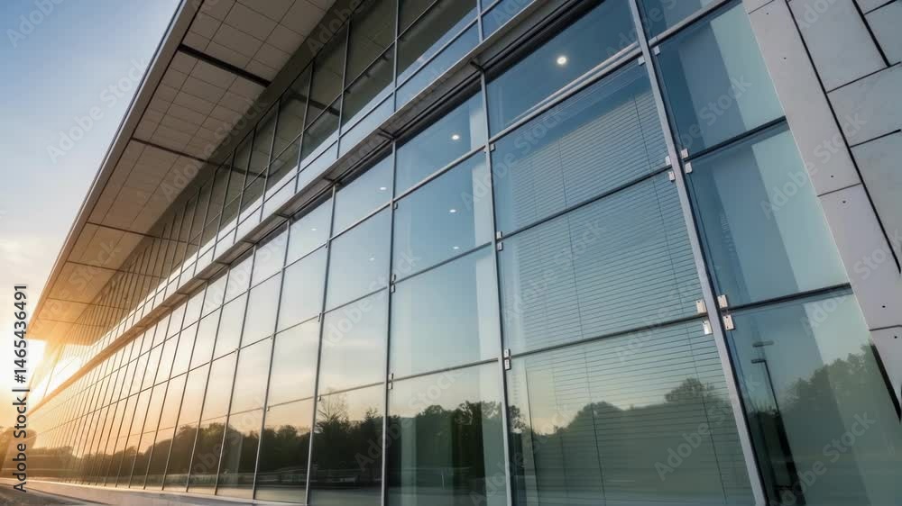 Aufkleber a closeup of a dynamic facade covered in smart glass that adjusts its opacity in response to sunligh