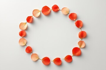 Obraz premium Red Poppy Petals Creatively Arranged in a Circular Pattern on a Soft White Background, Showcasing Natural Beauty and Simplicity