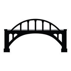 Black and White Silhouette of an Arch Bridge with Supporting Pillars and Roadway