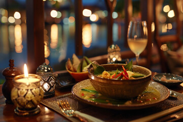 Fototapeta premium Gourmet Thai Cuisine - Green Curry Delight