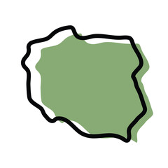 Poland green map icon. Poland outline map. Simple icon design. Vector illustration