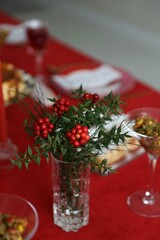 christmas table setting with decoration
