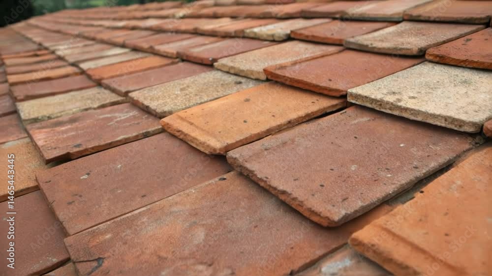Poster a closeup of terracotta tiles made from reclaimed materials presenting their earthy tones uneven sur